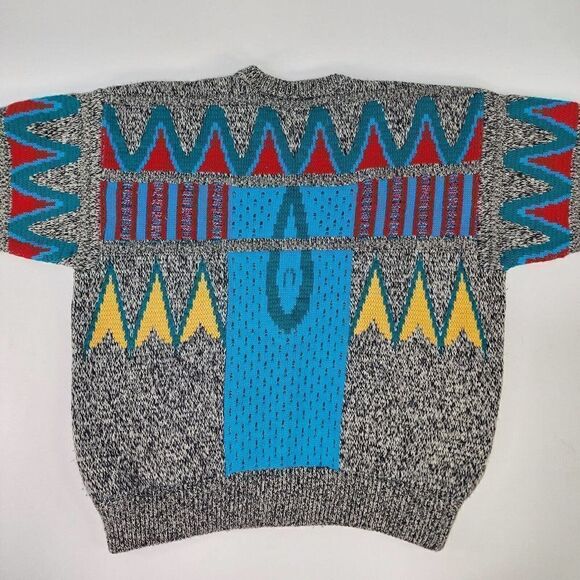 COOGI Australia Men's Wool Knit Sweaters Size M Gray Geometric Crewneck pullover - Picture 4 of 12